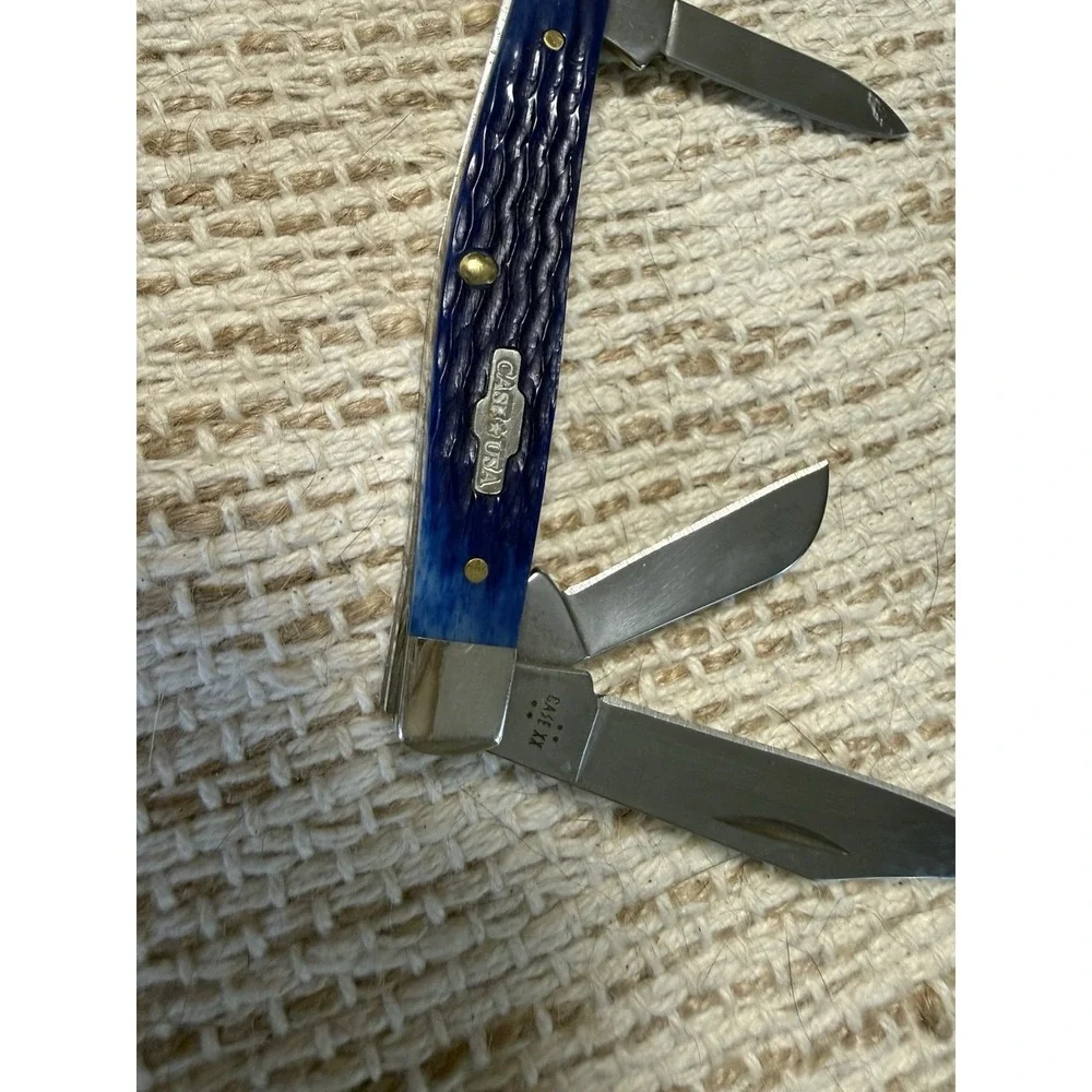 2024 Case XX USA 7 Dot Limited Blue Corn Cob Bone 3 Blade Knife 6344 SS MINT H2